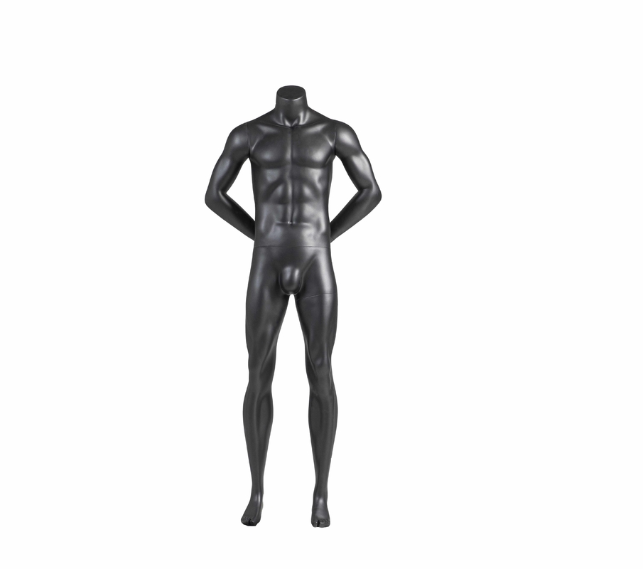 Fibra de vidro corpo inteiro homem mãos atrás das costas sem cabeça muscular esportes manequim masculino para exibição de roupas esportivas
